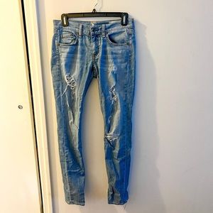 Rag & Bone Dre low rise slim boyfriend jeans, light wash distressed, size 24